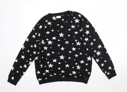 Next Girls Black Solid  Top Pyjama Top Size 14 Years  - Star Star
