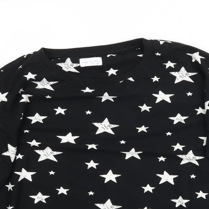 Next Girls Black Solid  Top Pyjama Top Size 14 Years  - Star Star