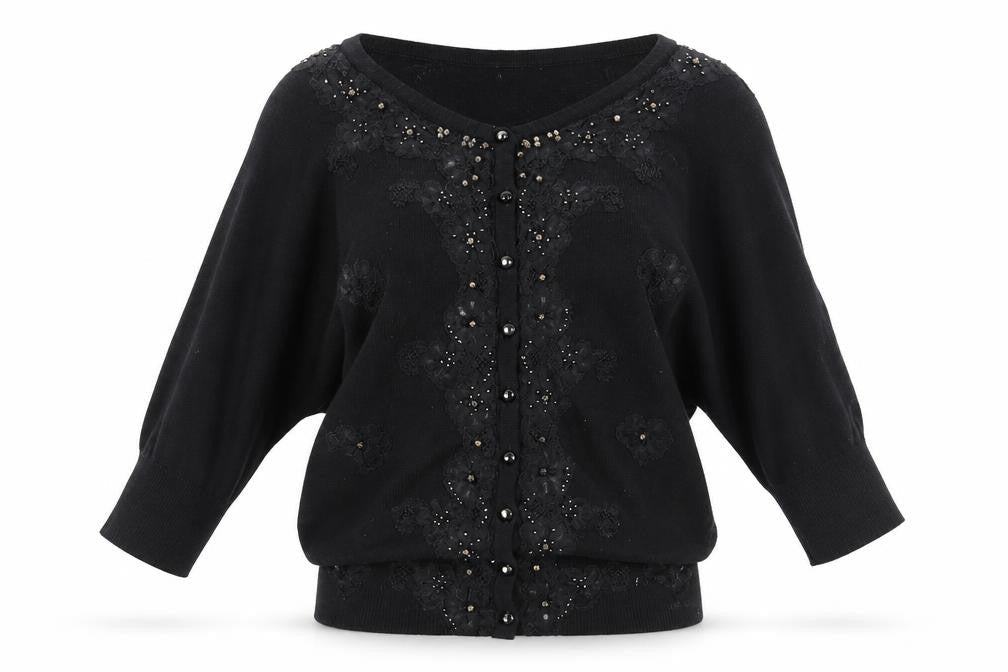 Be Beau Womens Black  Knit Cape Jumper Size 10