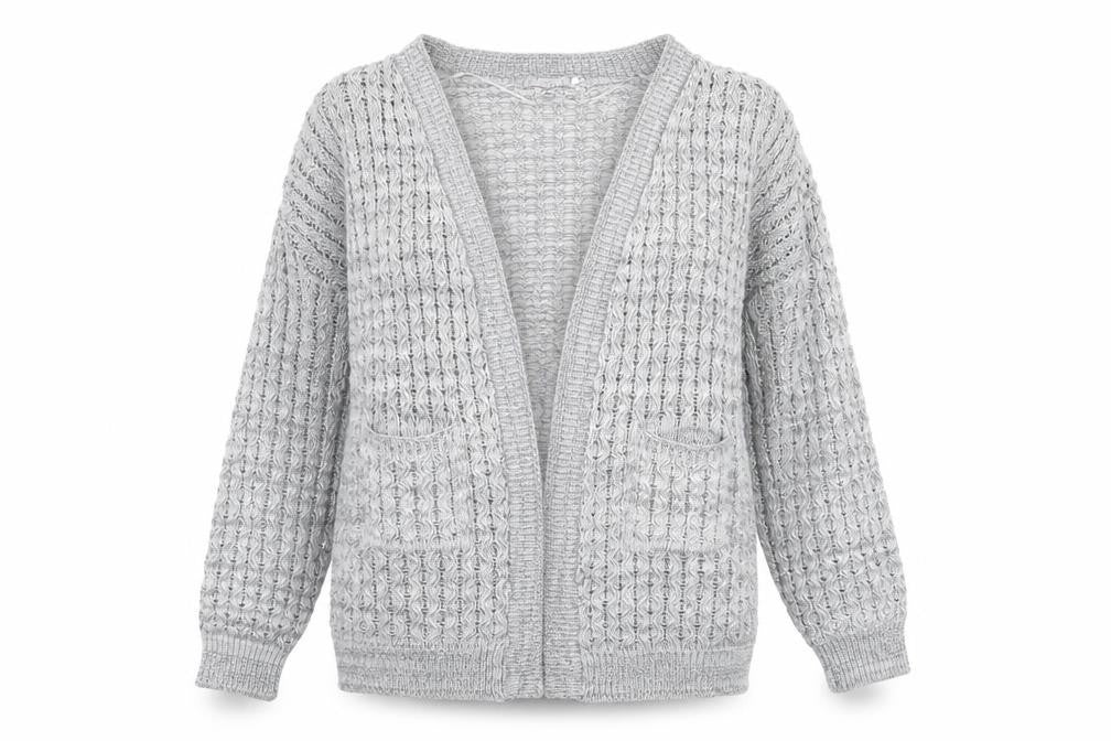 Glimpse Womens Grey  Knit Cardigan Jumper Size L