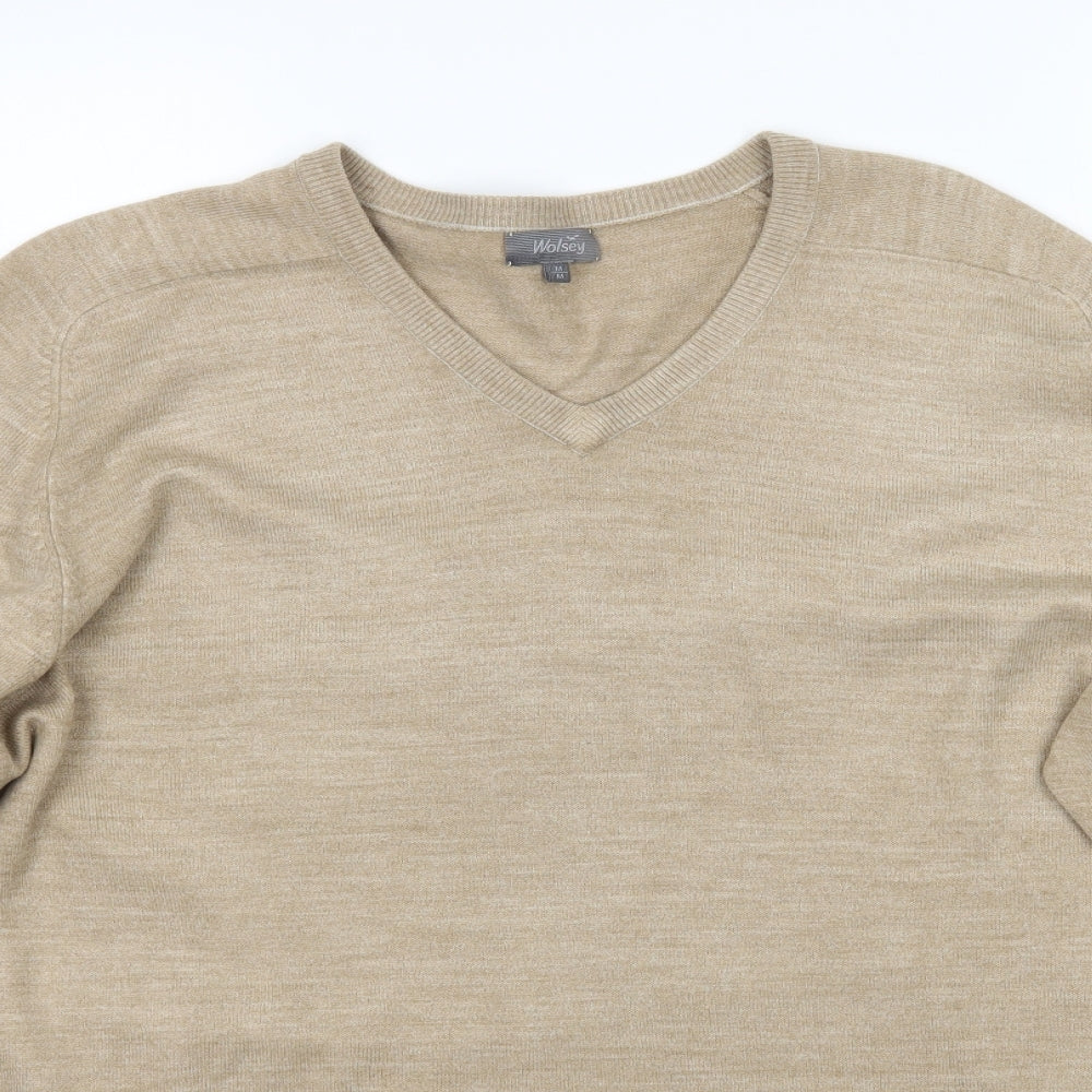 Wolsey Mens Beige  Knit Pullover Jumper Size M