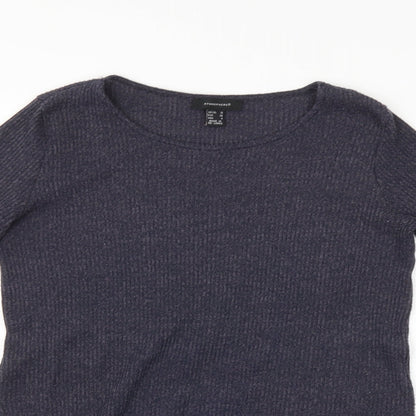 Close-up detail of Atmosphere women’s blue jumper, size UK 10