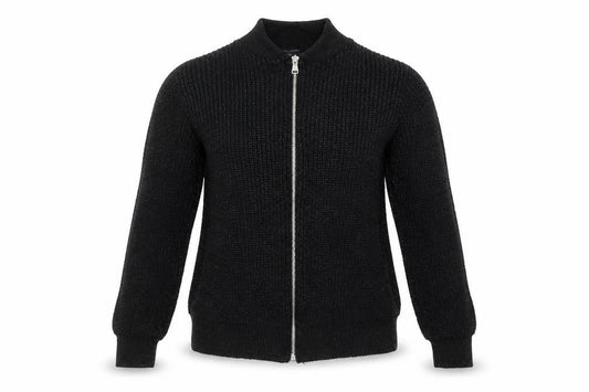 Front view of Atmosphere women’s black full zip jumper, size UK 8