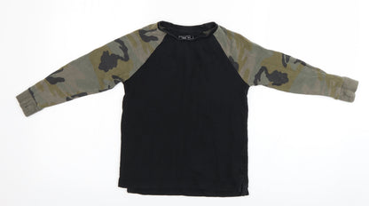 Back view of Next girls’ black camouflage pullover t-shirt, size 6, years