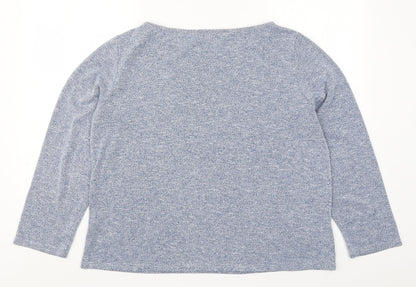 Zanzea Womens Blue  Rayon Basic T-Shirt Size 2XL