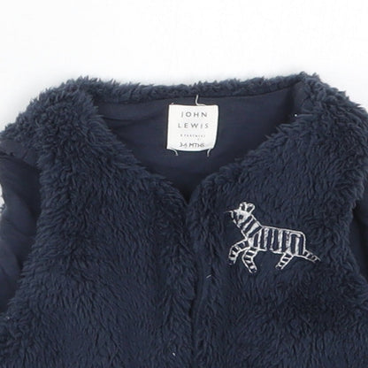 Close-up detail of John Lewis Baby Blue Jacket, size 3-6, Months - Zebra