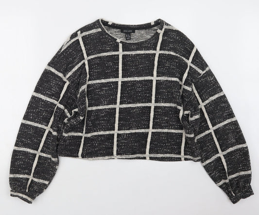 New Look Womens Black Check Knit Pullover Jumper Size M