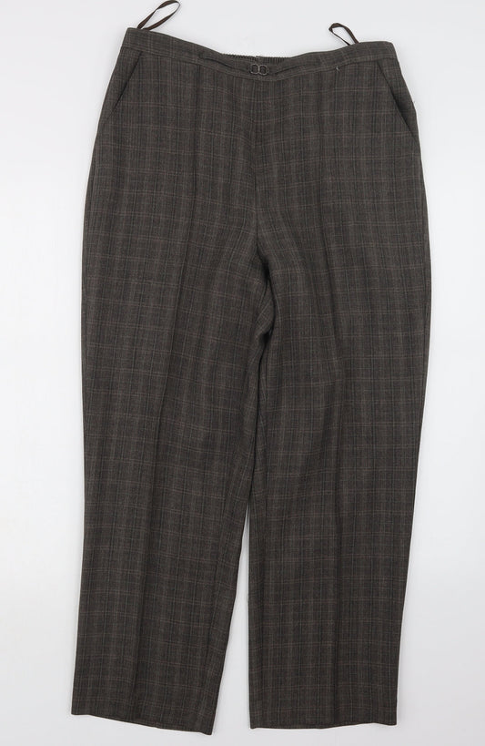BM Womens Brown Check  Trousers  Size 12 L26 in