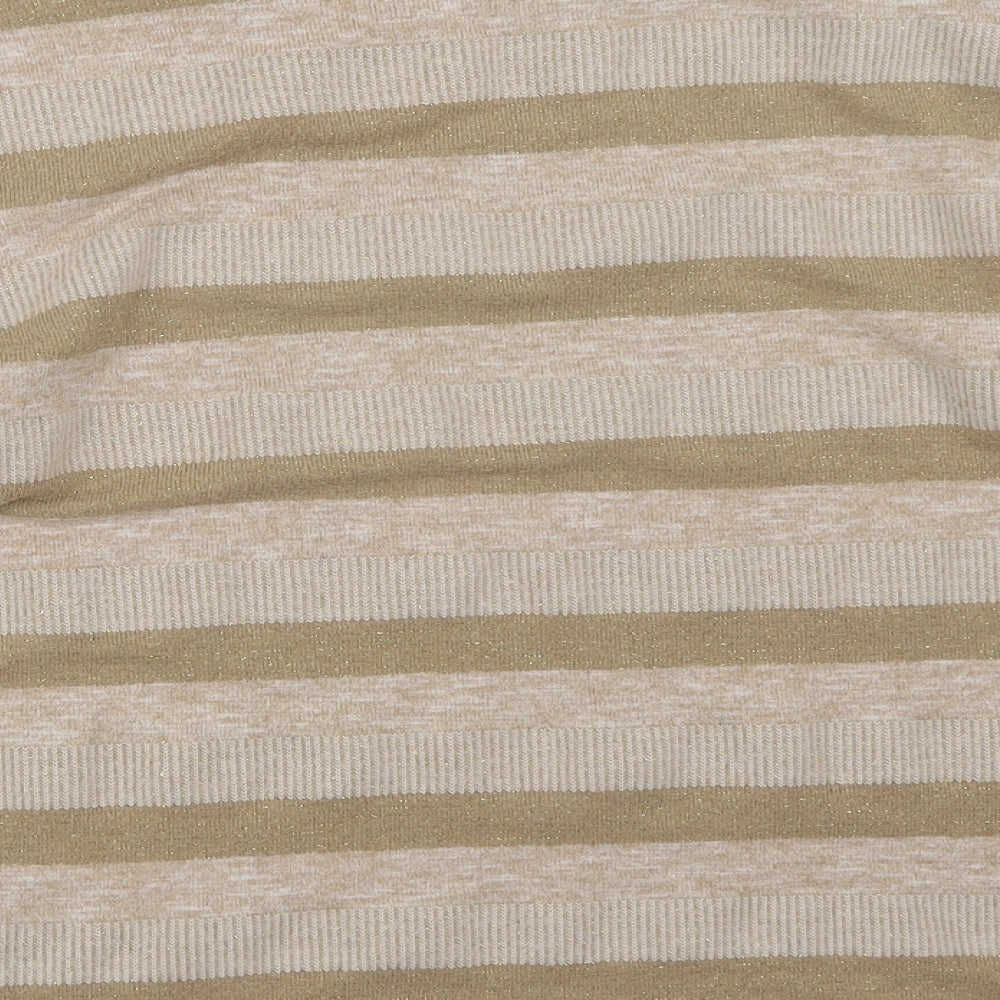 Marks and Spencer Womens Beige Striped Knit Pullover Jumper Size 14