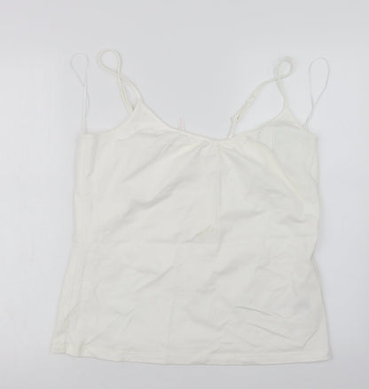 Additional front view of E-vie women’s white basic tank, size UK 18
