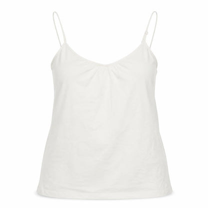 Front view of E-vie women’s white basic tank, size UK 18