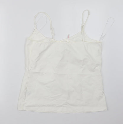 Back view of E-vie women’s white basic tank, size UK 18