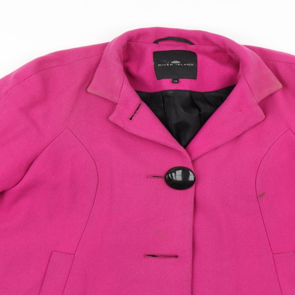 River Island Womens Pink   Overcoat Coat Size 12