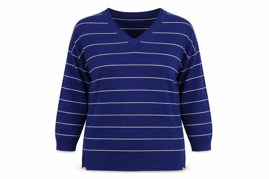 George Womens Blue Striped Knit Pullover Jumper Size 16