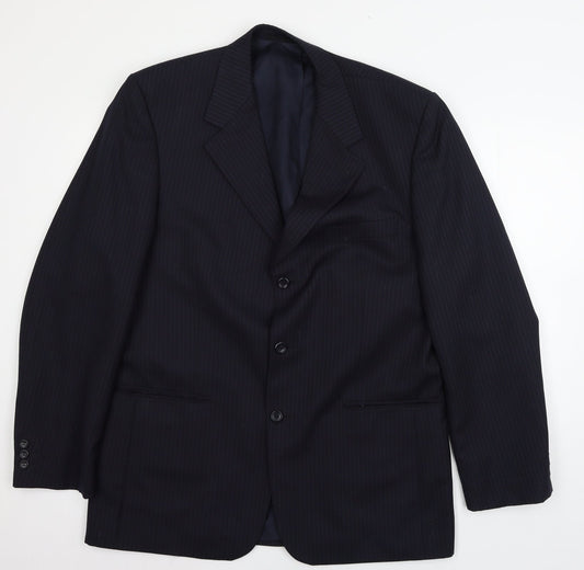 Burton Mens Blue Striped  Jacket Suit Jacket Size L