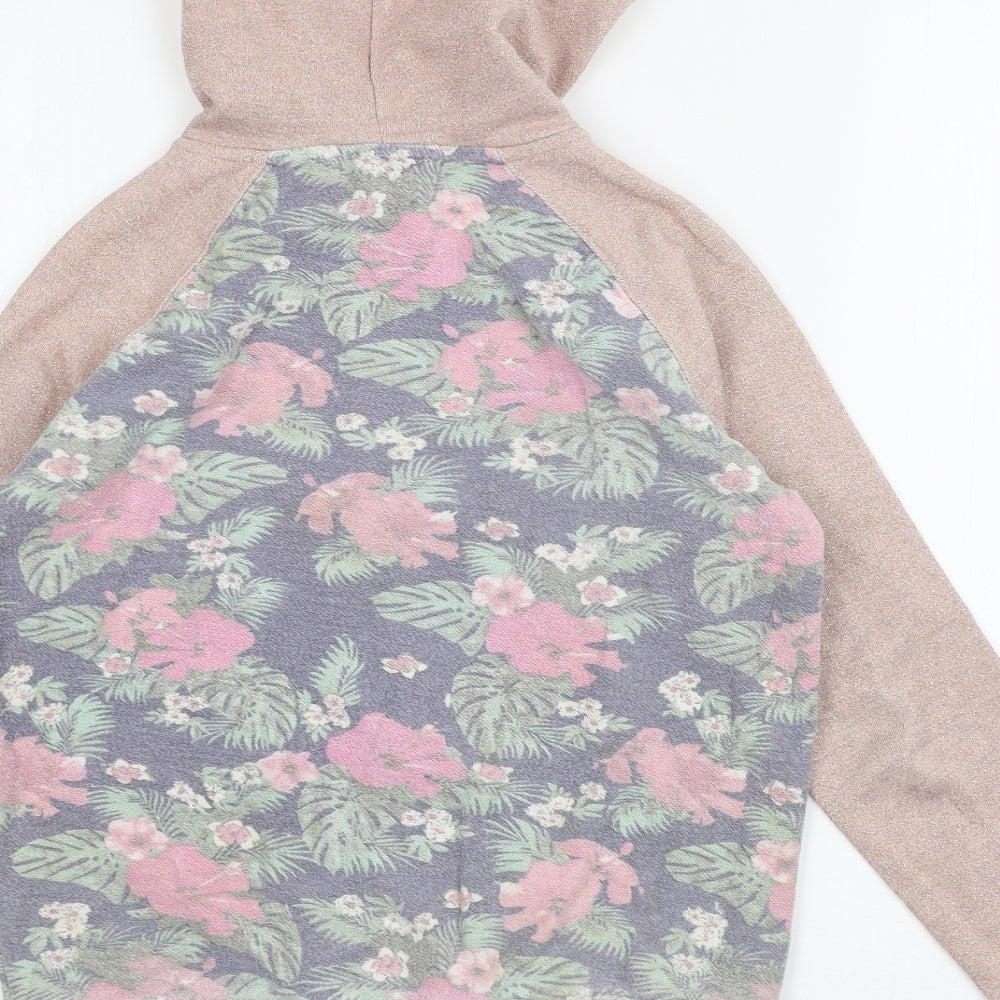Le Temps des Cerises Girls Pink Floral Jersey Full Zip Hoodie Size 12 Years  - Cool to be wild