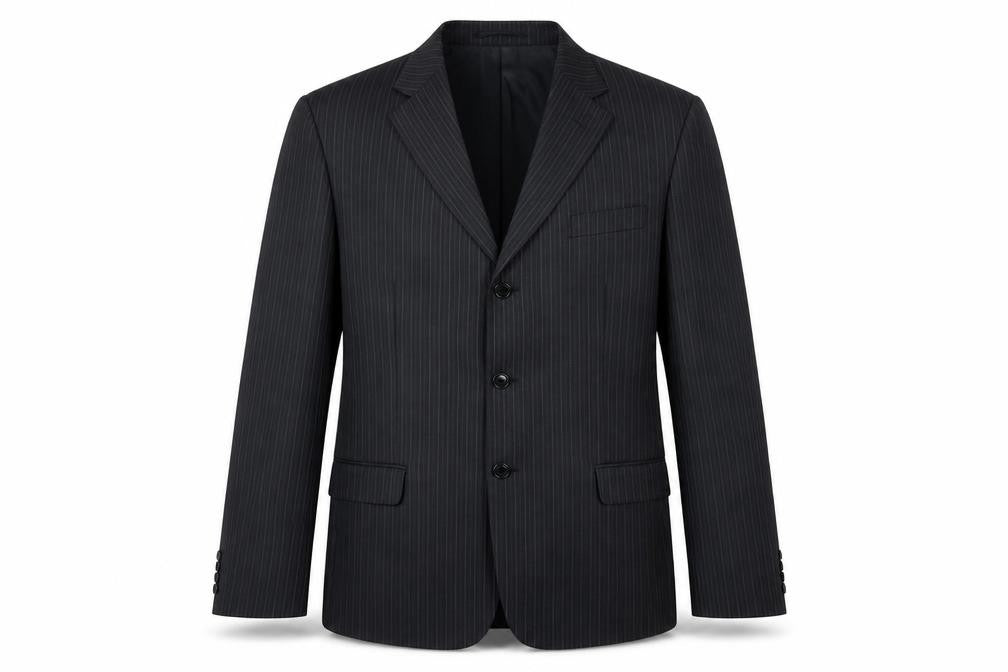 Preworn Mens Black Striped  Jacket Suit Jacket Size 44