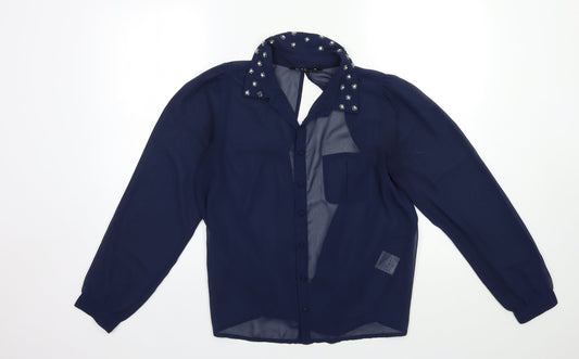 Miso Womens Blue   Basic Blouse Size 10  - OPEN BACK