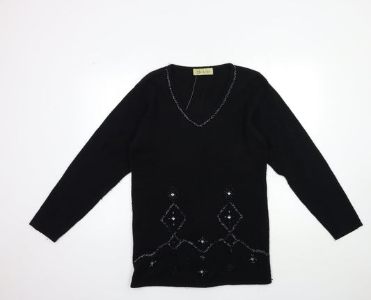 Berkertex Womens Black  Knit Pullover Jumper Size 10