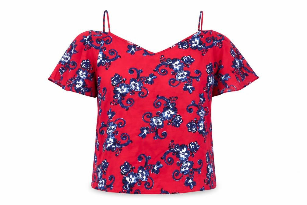 Papaya Womens Red Floral  Basic Blouse Size 16