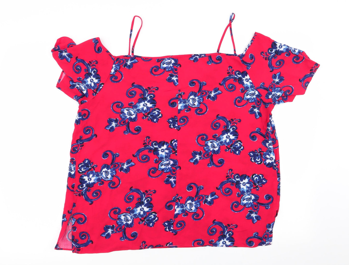 Papaya Womens Red Floral  Basic Blouse Size 16