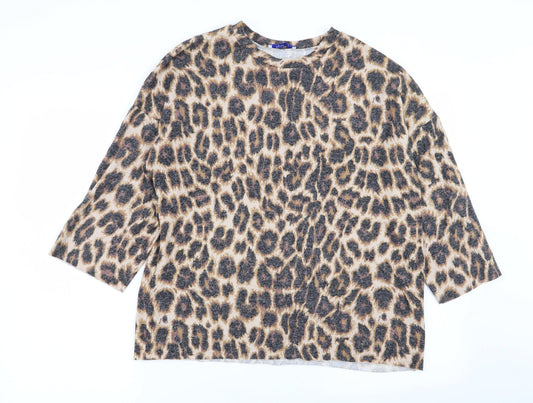 Zara Womens Multicoloured Animal Print  Basic T-Shirt Size M