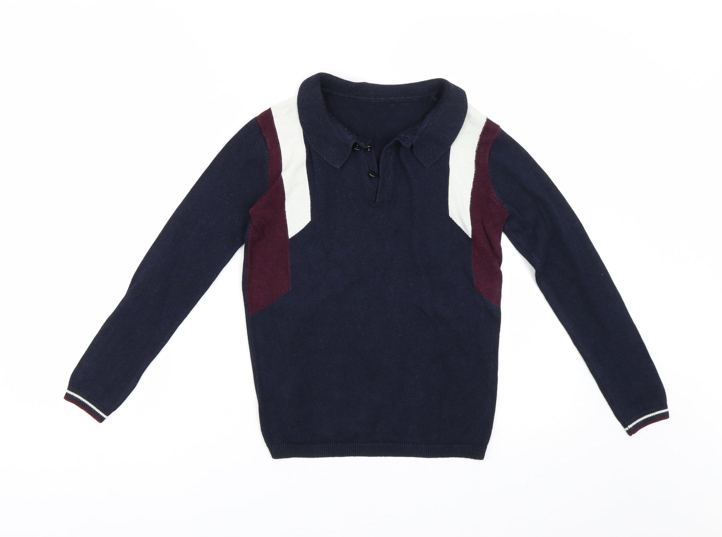 River Island Girls Blue  Knit Henley Jumper Size 9-10 Years
