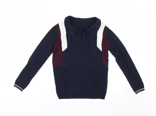 River Island Girls Blue  Knit Henley Jumper Size 9-10 Years