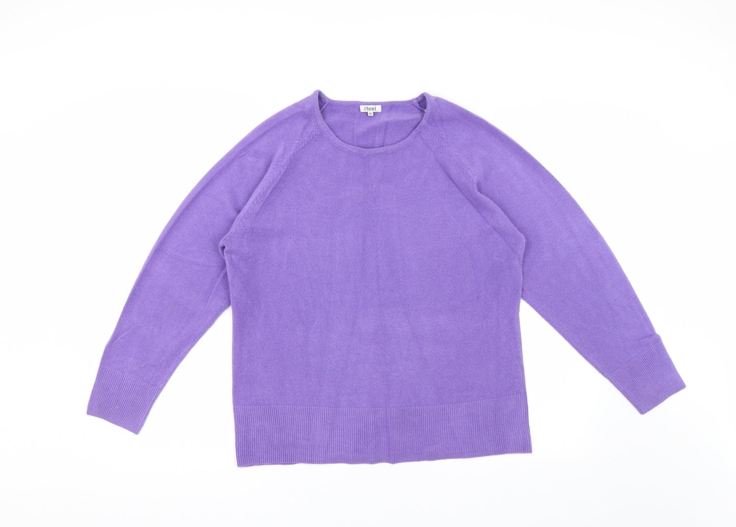 Text Womens Purple  Knit Pullover Jumper Size XL