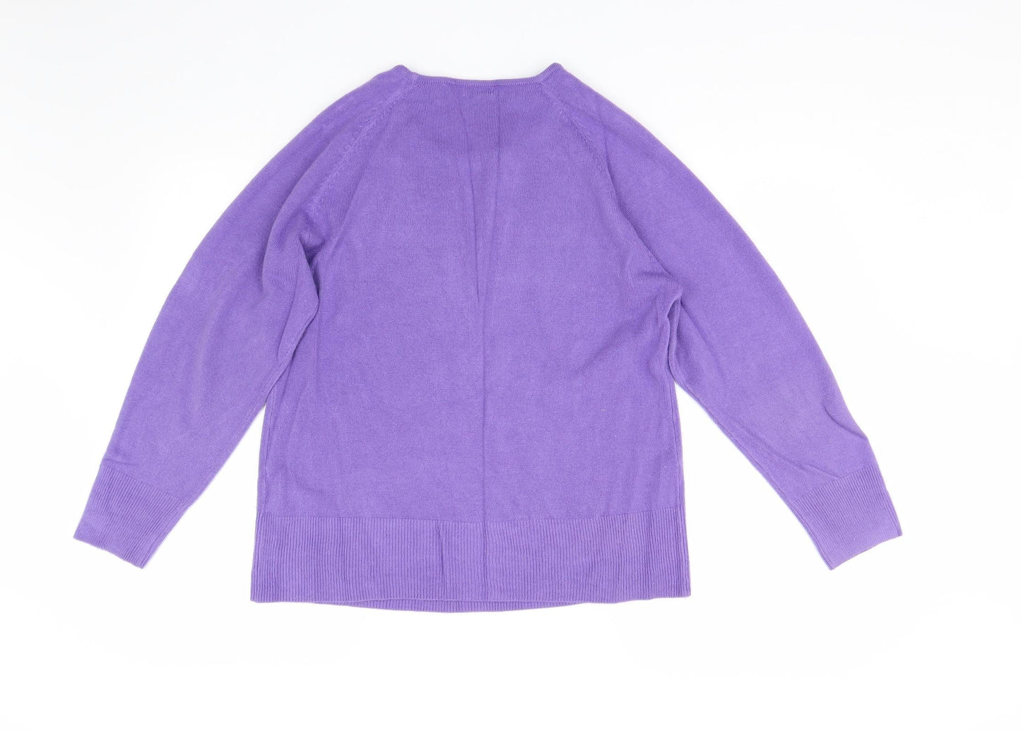 Text Womens Purple  Knit Pullover Jumper Size XL