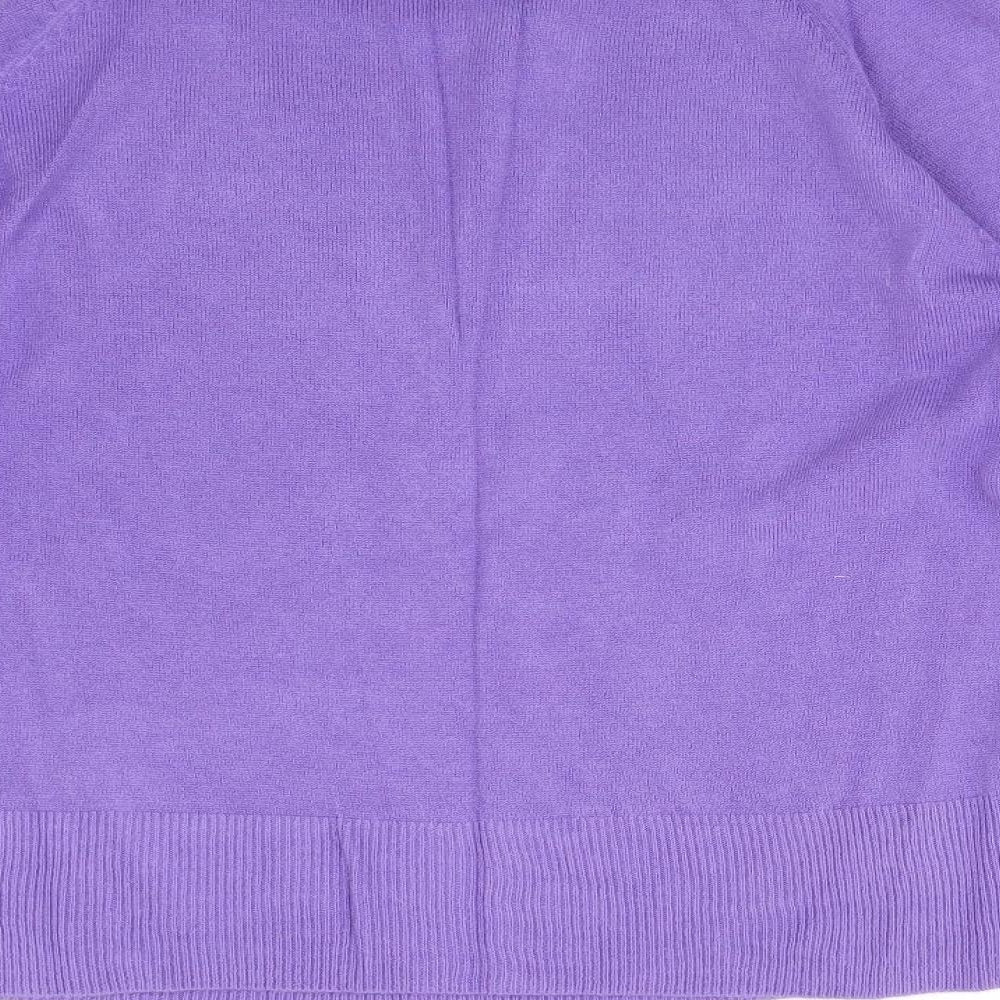 Text Womens Purple  Knit Pullover Jumper Size XL
