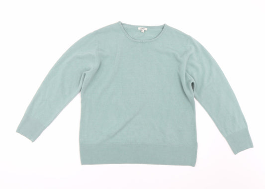 Text Womens Green  Knit Pullover Jumper Size XL