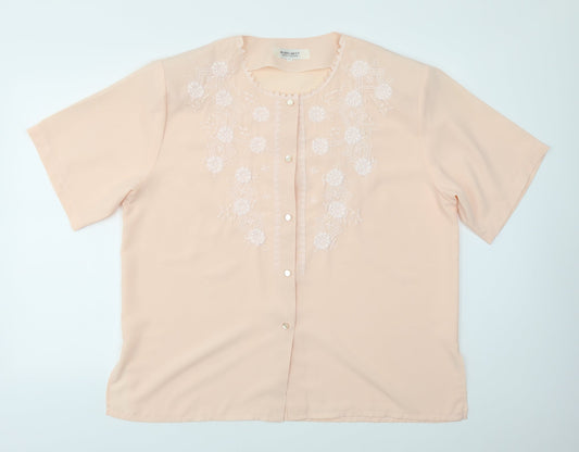 MARGARET Womens Pink   Basic Blouse Size 2XL