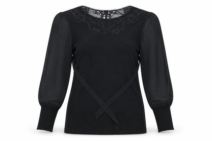 Front view of Roman women’s black basic t-shirt, size UK 12