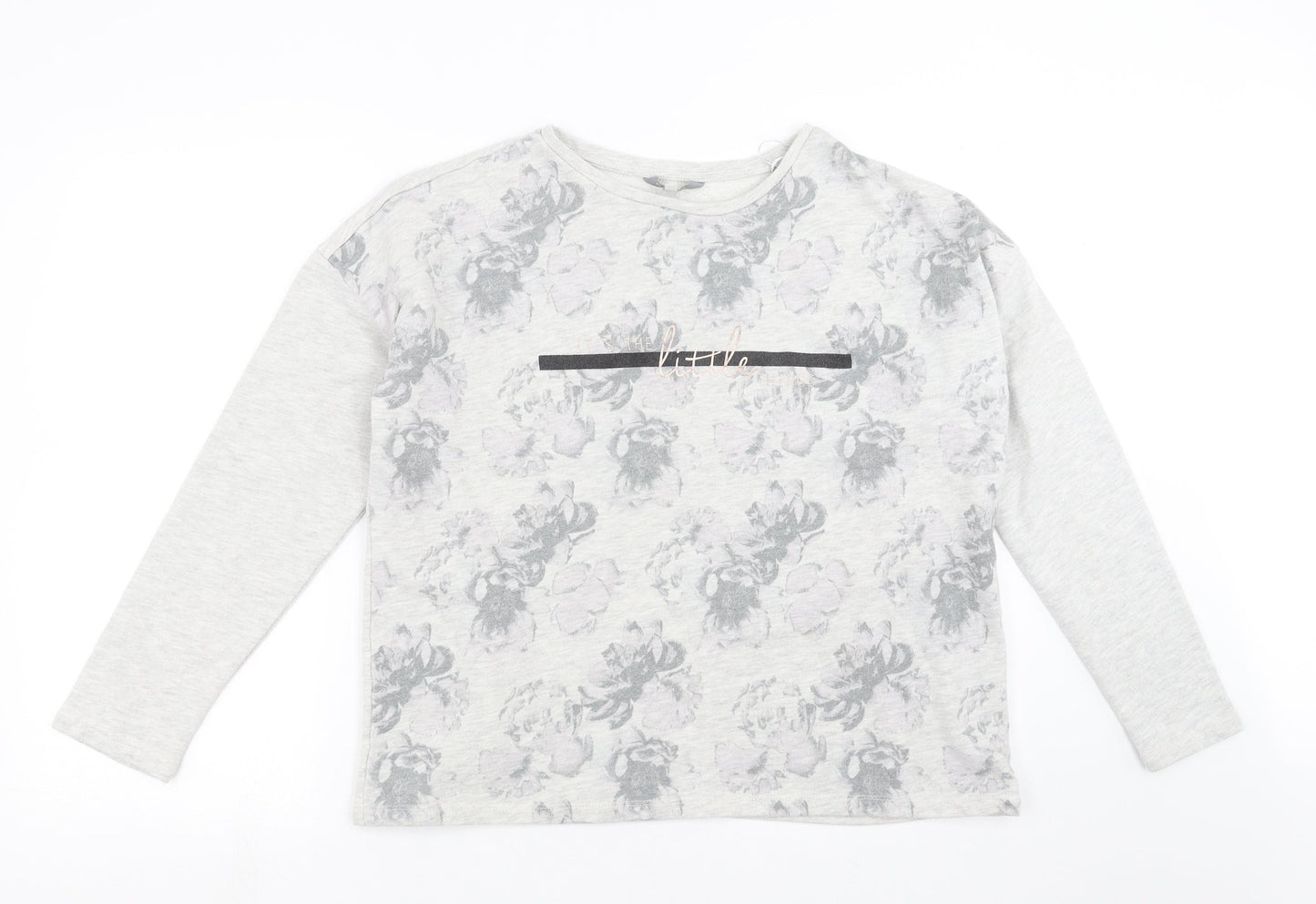 Peacocks Womens Grey Floral  Pullover Sweatshirt Size 16