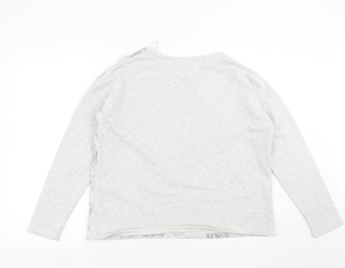 Peacocks Womens Grey Floral  Pullover Sweatshirt Size 16