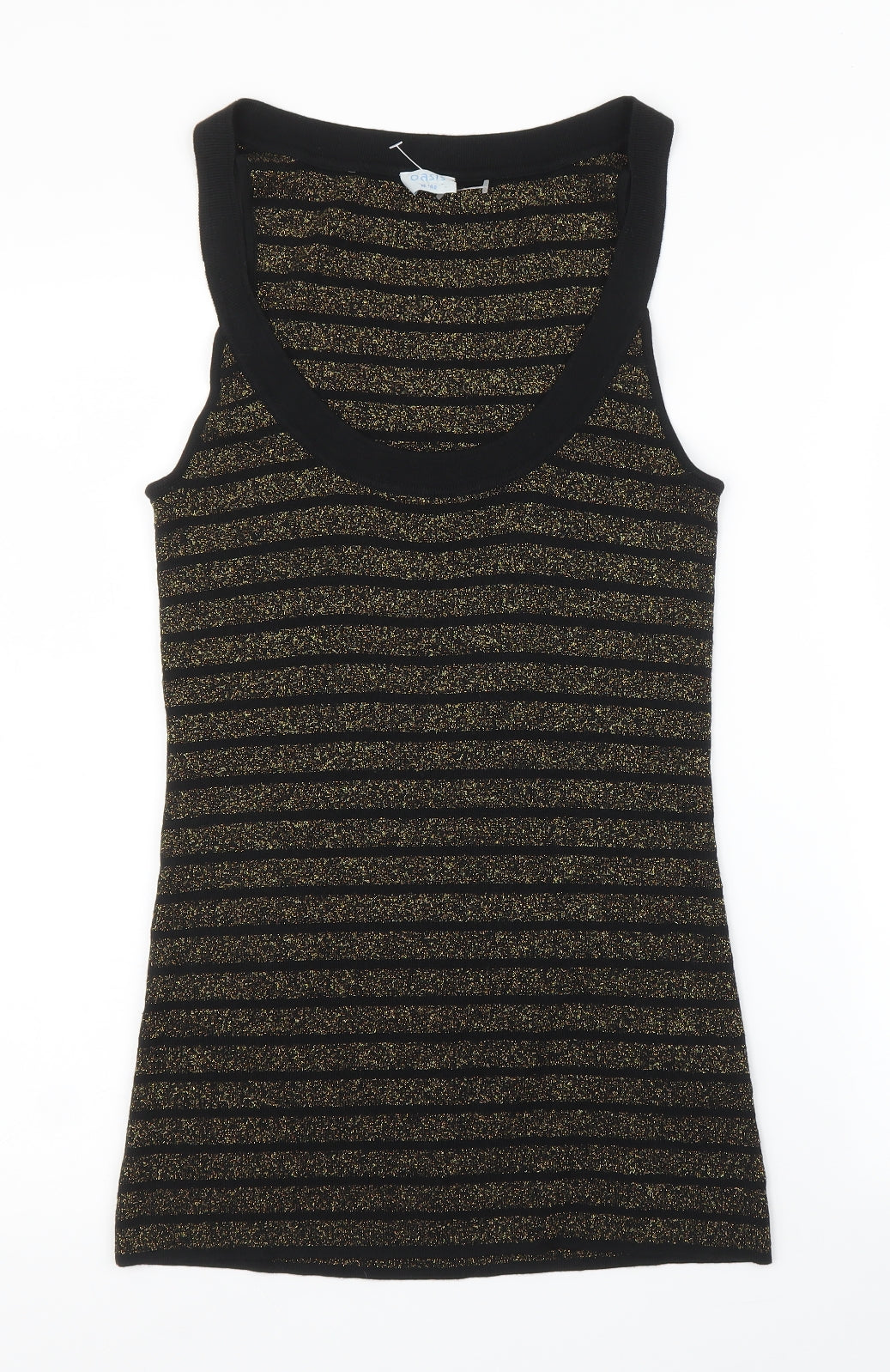 Oasis Womens Black Striped  Basic Tank Size 14