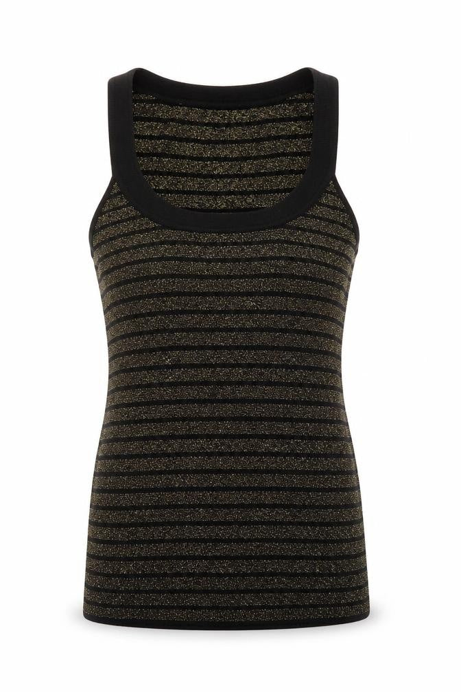 Oasis Womens Black Striped  Basic Tank Size 14