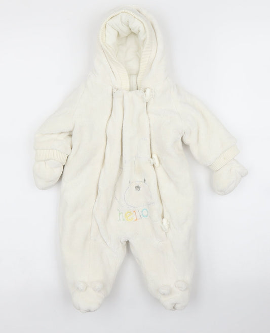 Mothercare Boys White   Overcoat Snowsuit
