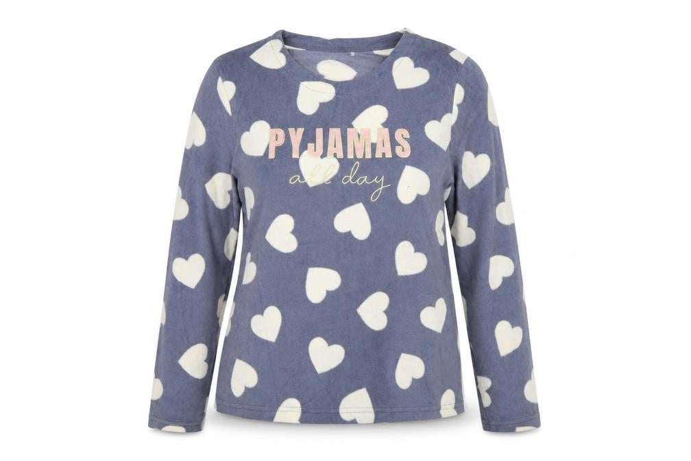 George  Womens Grey   Top Pyjama Top Size 14  - heart pattern