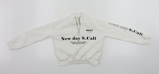 H&M Girls White   Henley Jumper Size 9-10 Years