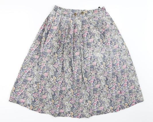 Country Collection Womens Blue Floral  Flare Skirt Size 26 in