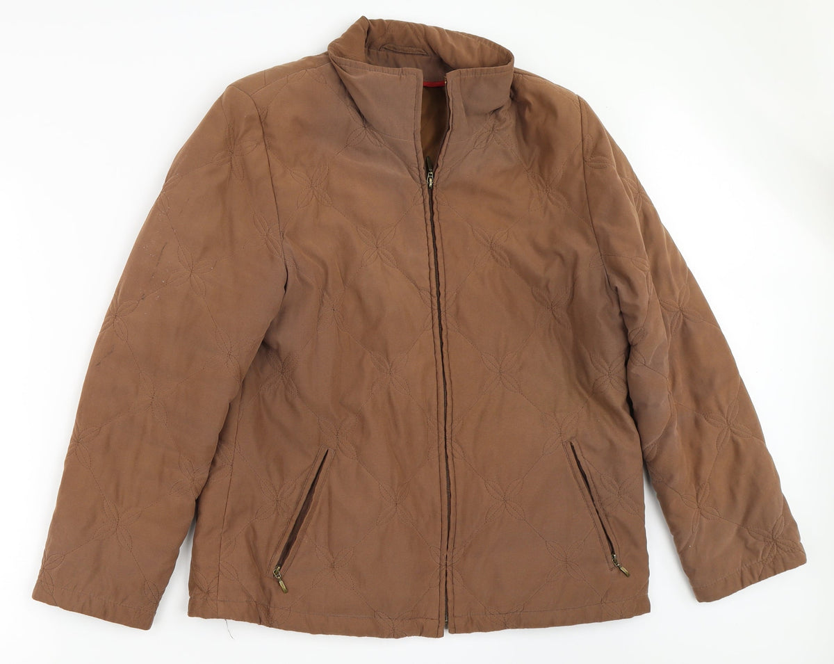 Preworn Womens Brown   Quilted Coat Size 14