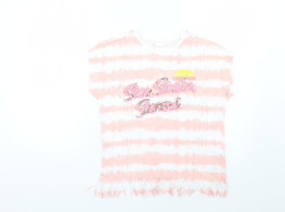 Additional front view of Marks & Spencer girls’ multicoloured geometric basic t-shirt, size 12-13, years