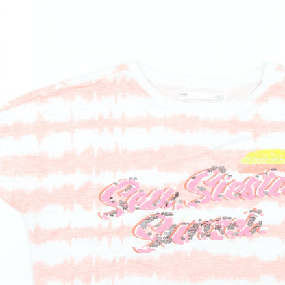 Close-up detail of Marks & Spencer girls’ multicoloured geometric basic t-shirt, size 12-13, years