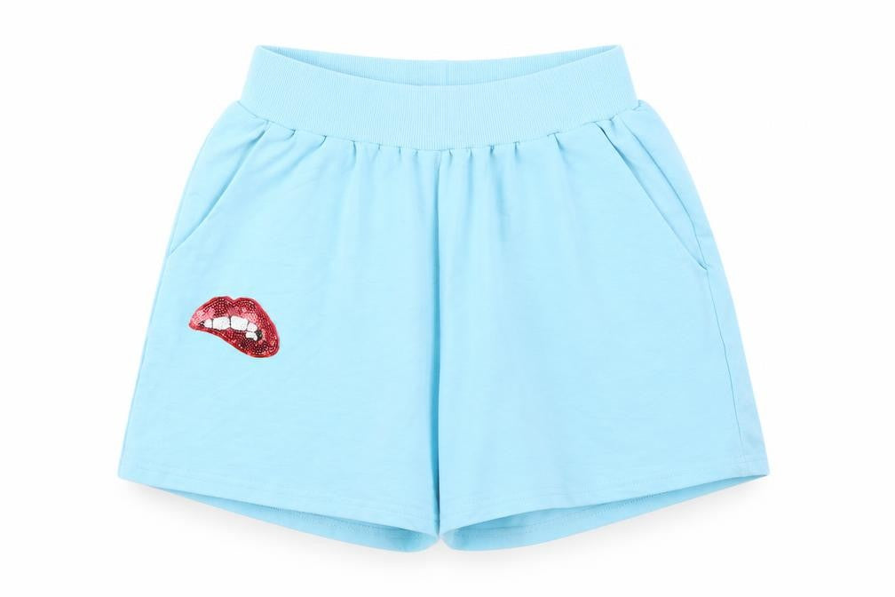 flamode Womens Blue Geometric  Cut-Off Shorts Size S