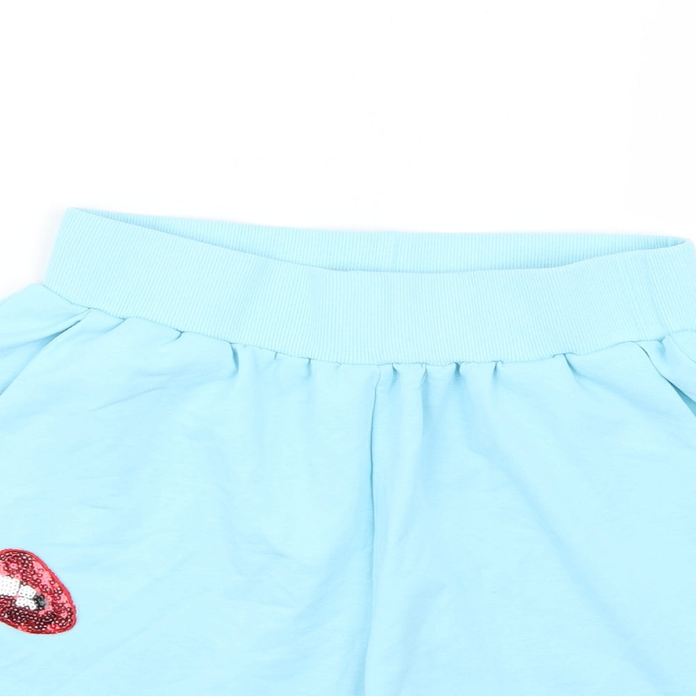 flamode Womens Blue Geometric  Cut-Off Shorts Size S