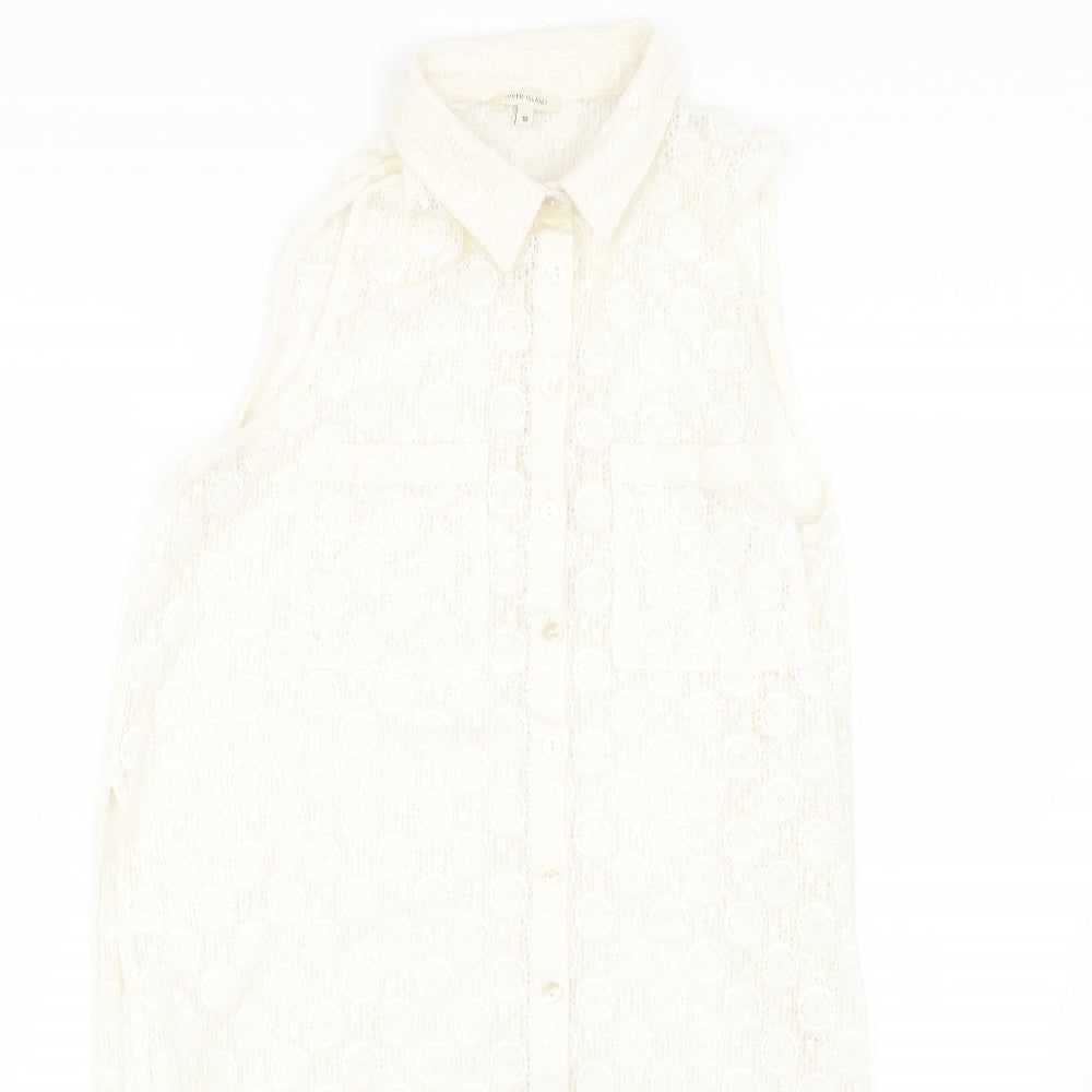 River Island Womens Beige   Basic Button-Up Size 10