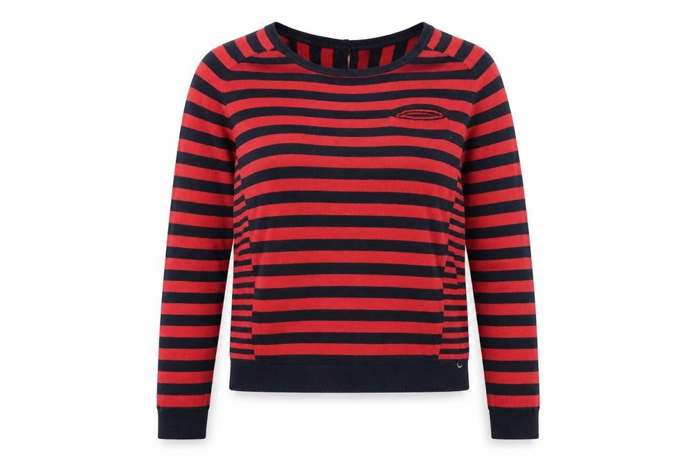 lazy in Womens Red Striped  Basic T-Shirt Size 6