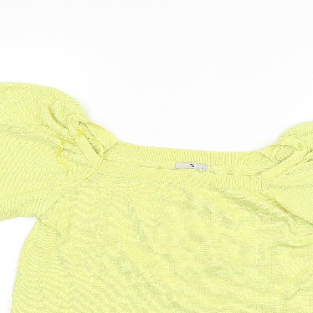 Yu Womens Yellow   Basic T-Shirt Size 12